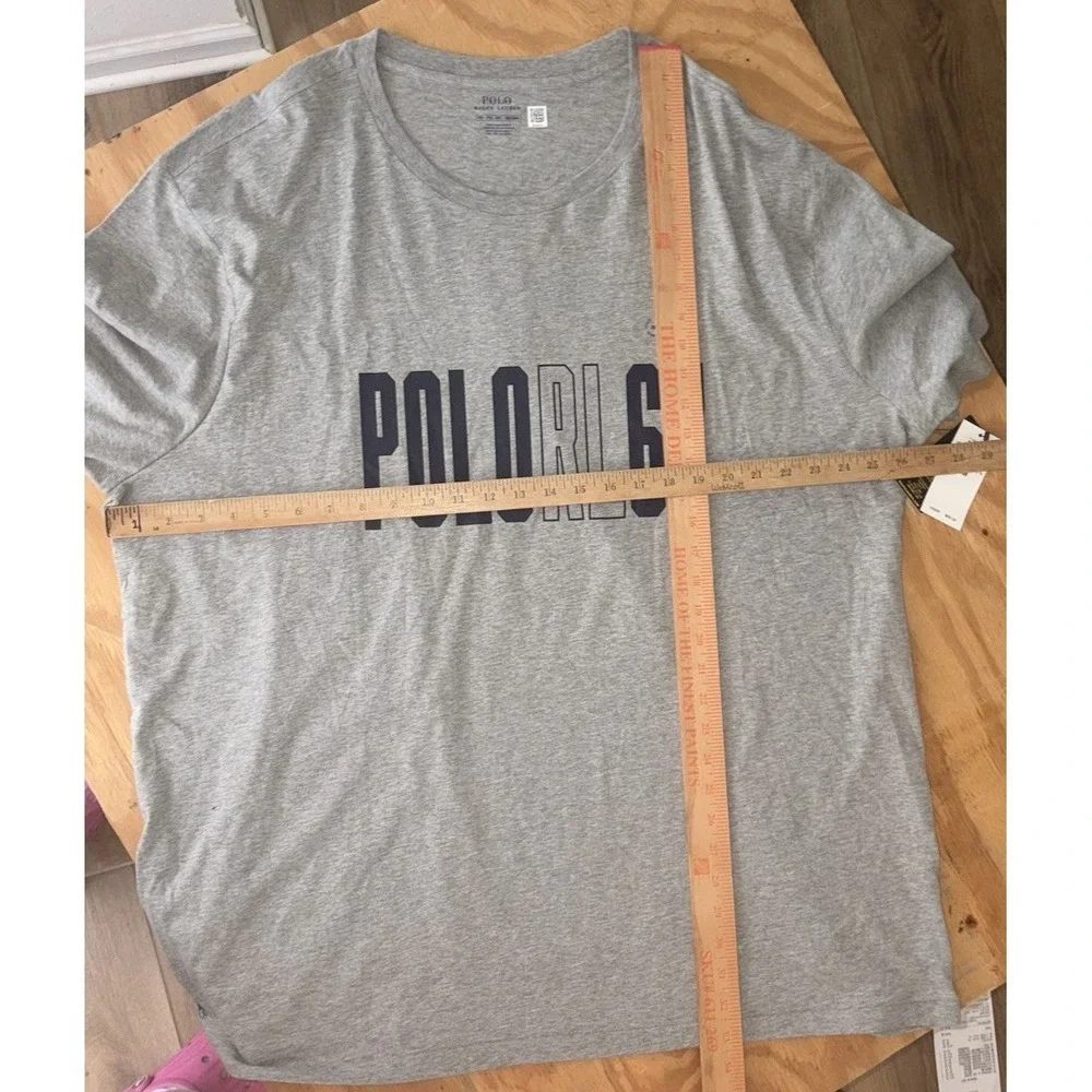 New Polo Ralph Lauren Big Spell Out Graphic Logo T-Shirt 2XB 2XL Big Gray‎ Pony